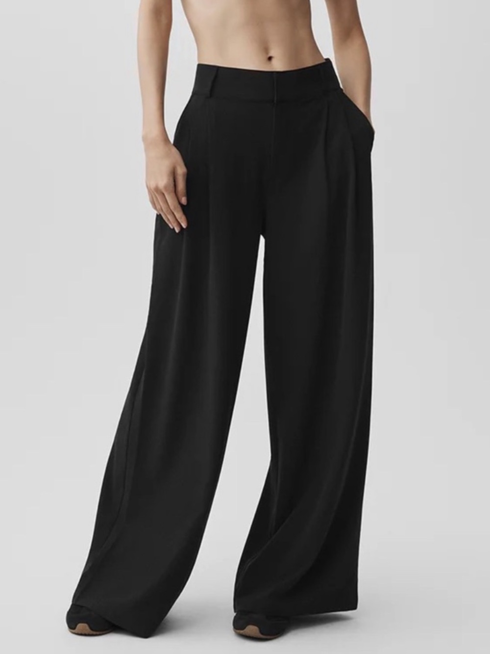 ALO Yoga Black Wide-Leg Pull-On Pants